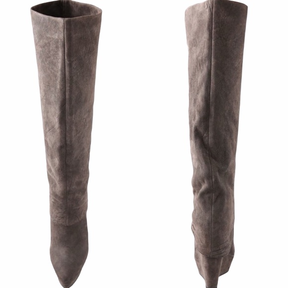 Elizabeth + James ❉ Knee High Platform Tall Boots ❉ Brown Nubuck Leather Suede ❉ - Picture 12 of 15